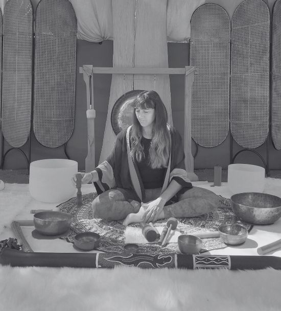 2 "Michela Pes facilitating sound bath session"